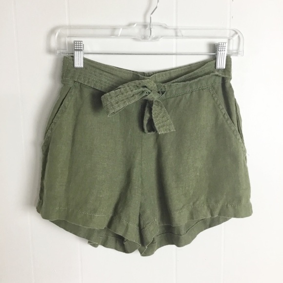 Boston Proper Olive Green Linen Shorts Summer Size XS - Picture 1 of 4